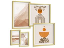 Conjunto De Pinturas Estruturas Vários Tons Minimalismo Espelharte (5 Peças)