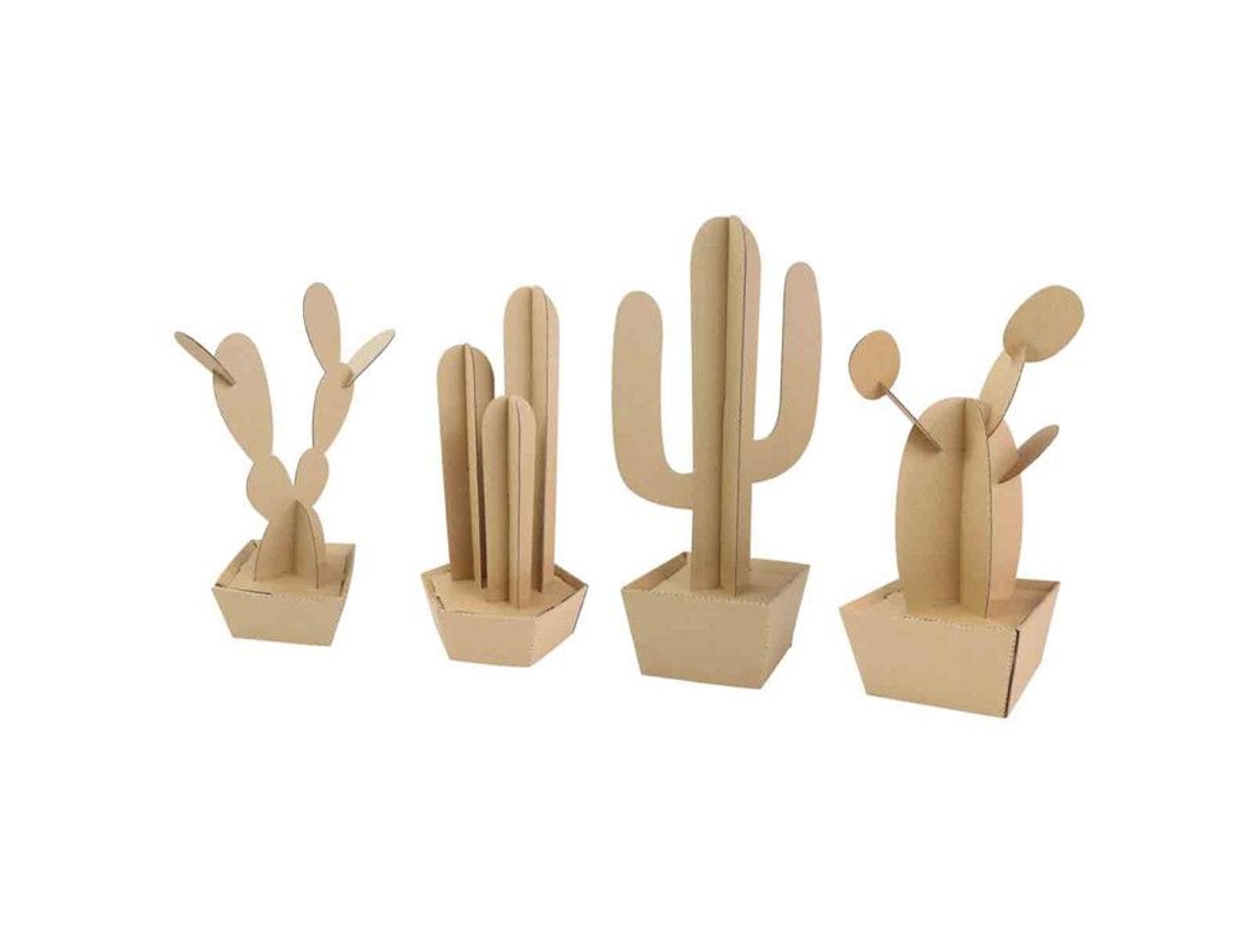Maquete De Papelão Para Montar Cacto 29 A 33 Cm 4 Peças Mégacréa Diy