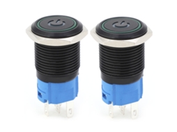 2pcs Interruptor De Metal Com Trava Automática Ip65 Com Led E Símbolo 16mm (verde 3-6vdc)