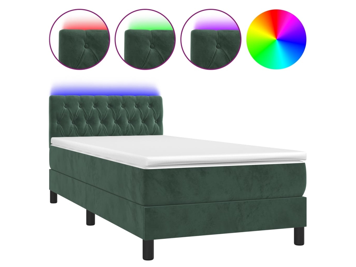 Box Spring Bed, Box Spring Beds Vidaxl Verde Veludo (90 X 190 Cm)