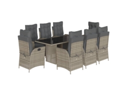 Conjunto de 9 Jantar para Jardim com Almofadões Vime Pe Cinza MAISON EXCLUSIVE