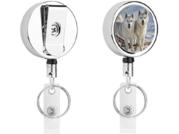 Porta Crachá Com Estampa De Husky, Compacto E Leve, Em Metal Retrátil, Com Clipe E Chaveiro Ideal Enfermeiros