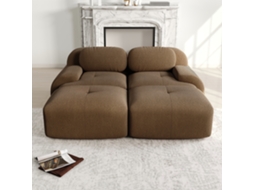 Sofá De 2 Lugares - Modular Com Chaise Longue, Rústico E Ergonómico, Almofadas Hochelásticas - Castanho