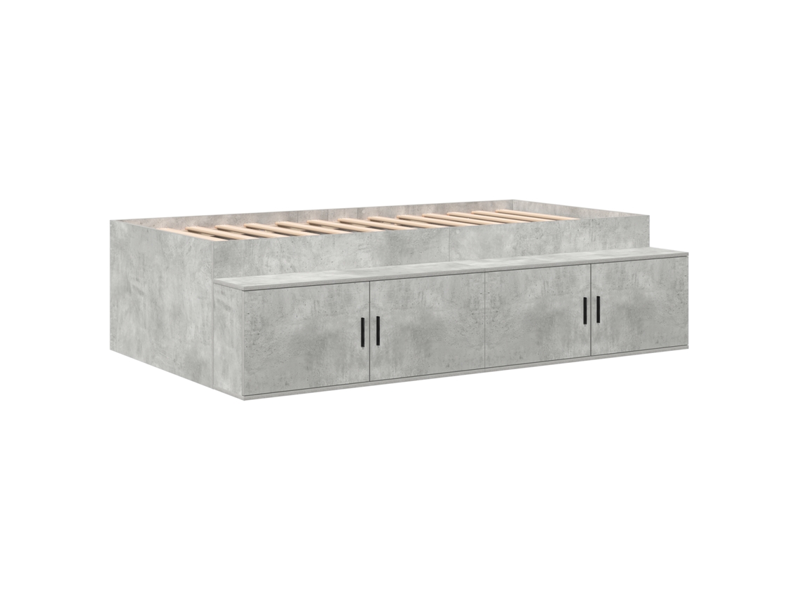 Conjunto 1 Estrutura Da Cama Vidaxl Cinzento Madeira De Pinho Maciça (70 X 190 Cm)