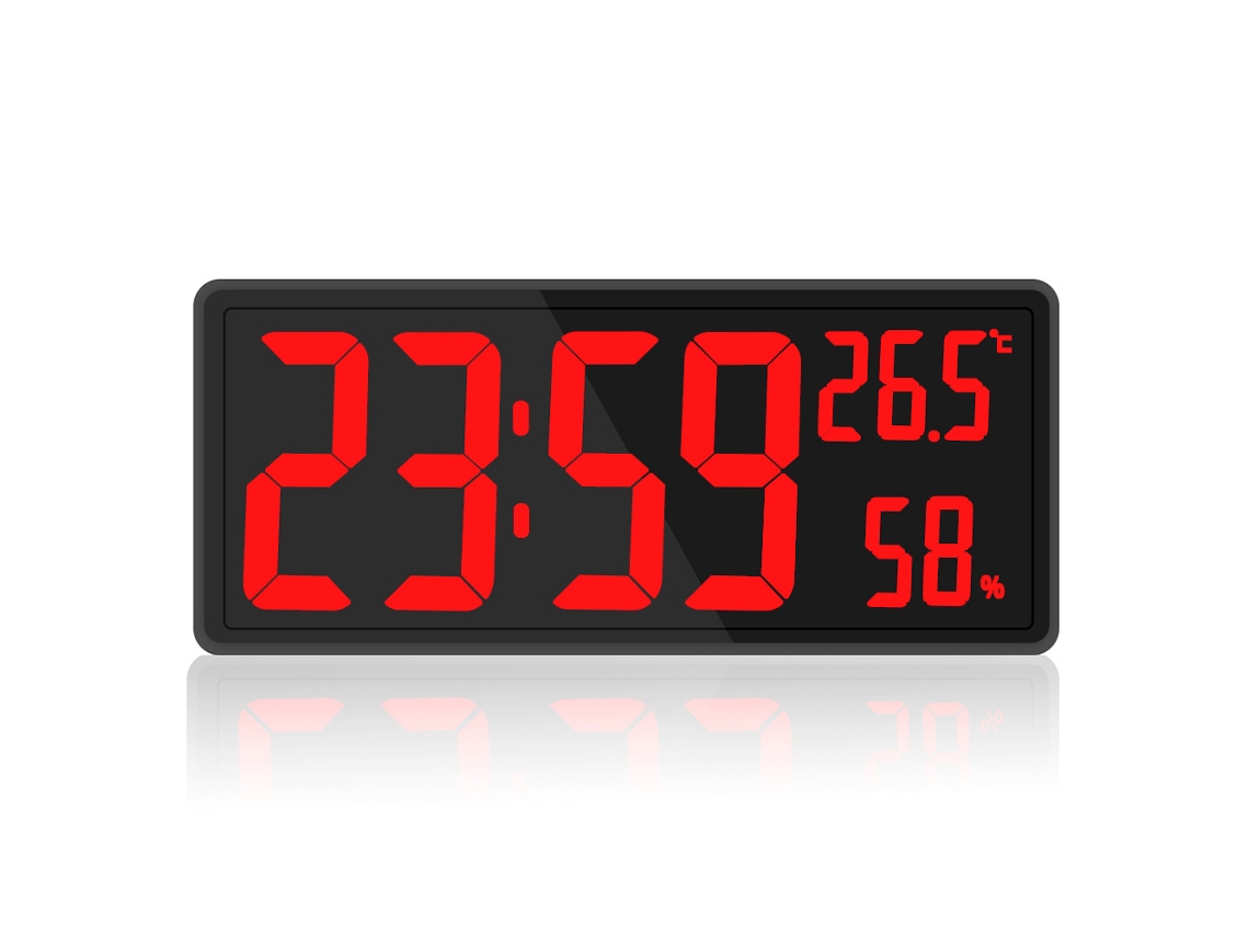 Relógio Digital de Parede Temperatura Humidade Led Grande Quarto Escritório NEVEANCE