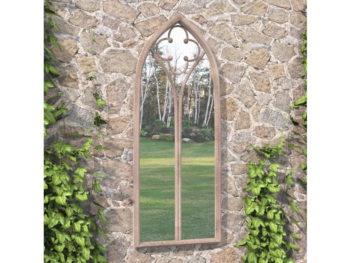 Vidaxl Espelho De Jardim P/ Uso Exterior Ferro 100x45 Cm Cor De Areia