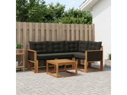 Vidaxl Conjunto De Sofás Para Exterior 5 Pcs Natural E Preto