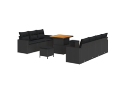 Conjunto 10 Sofá De Jardim Vidaxl Preto Vime Pe (80 X 80 X 71 Cm)