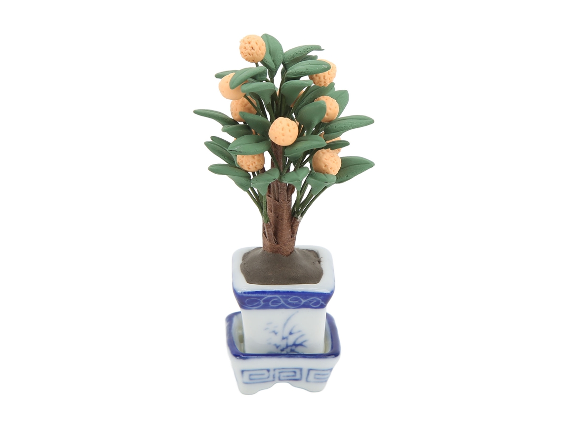 Mali miniatura de Árvore Laranjeira em Vaso para Casinha de Bonecas 1/12 Decoração Foto Prop