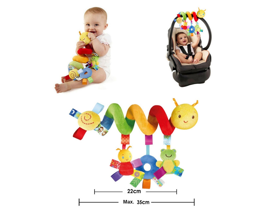 Mali brinquedo Espiral de Pelúcia para Bebê com Sino para Carrinho de Bebê e Assento de Carro