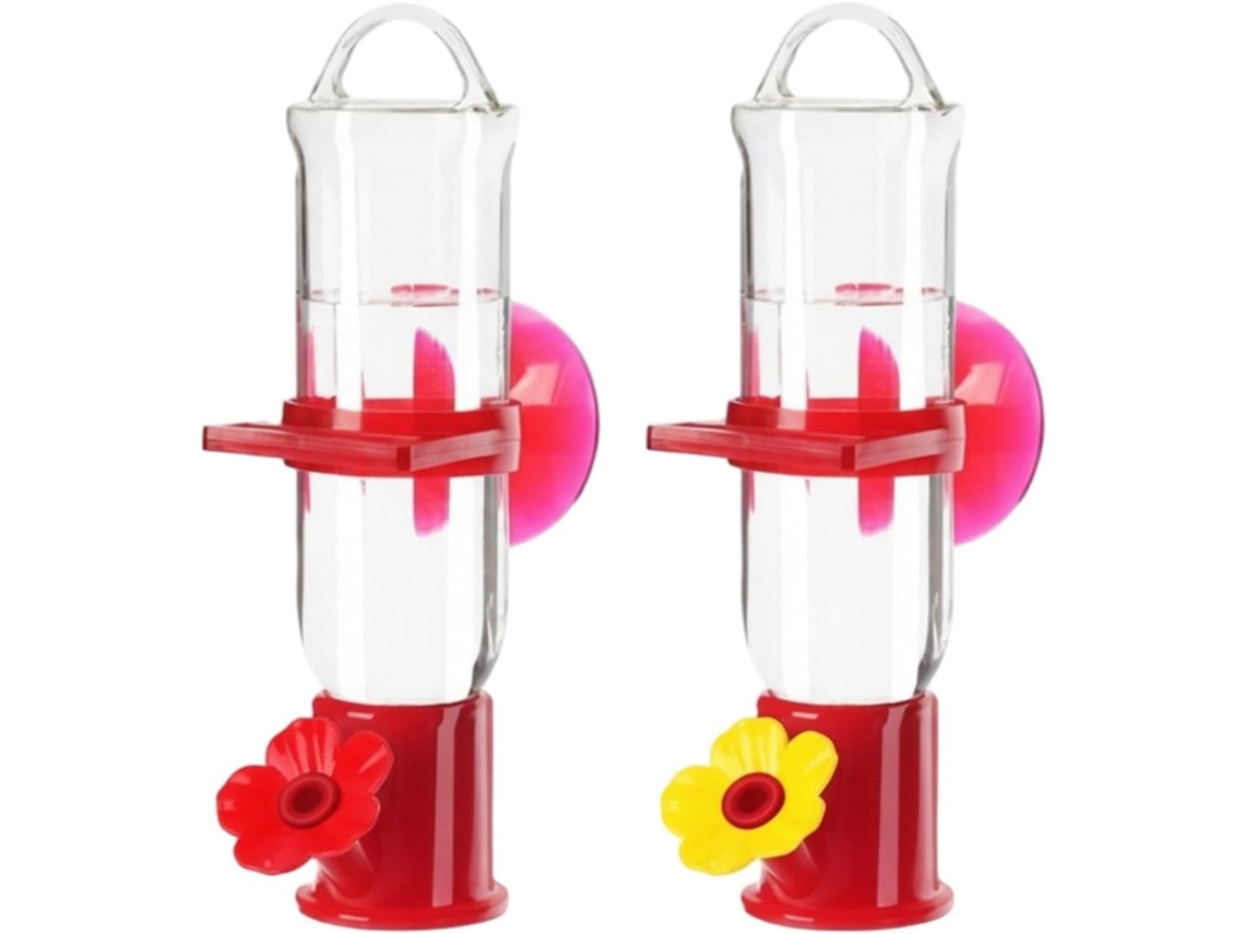 Alimentador de Beija flor com Suporte de Janela Transparente Pacote com 2 Unidades, Design com Ventosa Forte CHABERLU