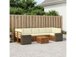 Vidaxl Conjunto De Sofás Para Exterior 8 Unid. Natural E Creme