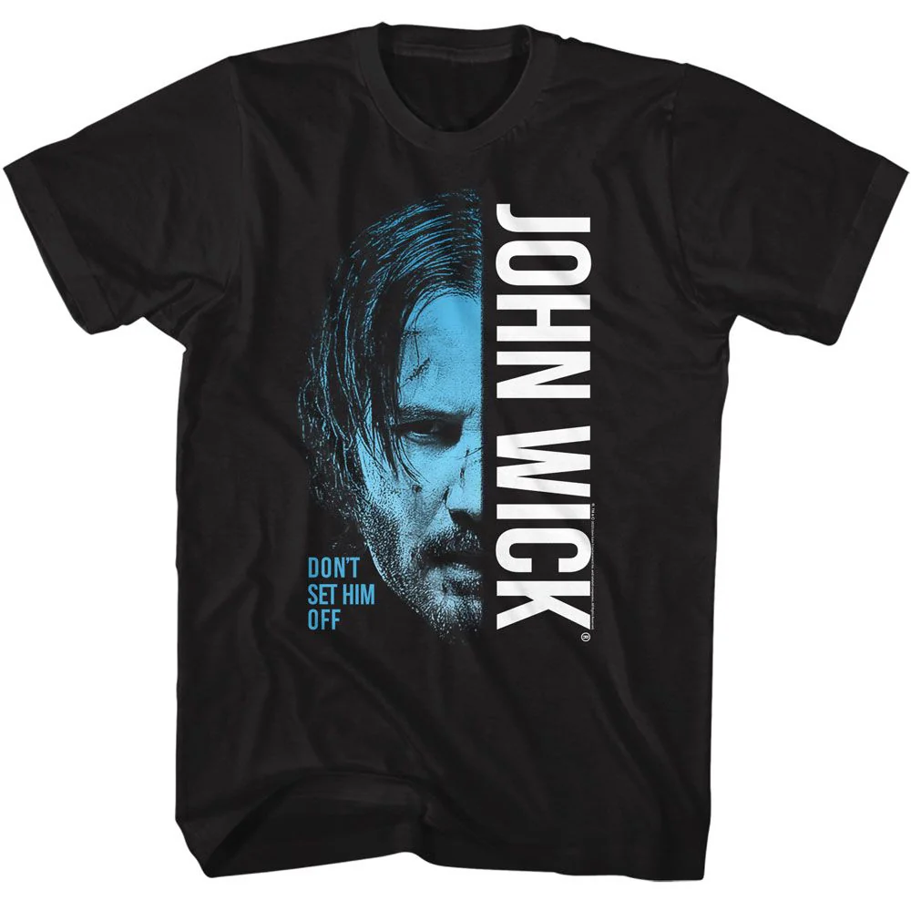 Unisex Adult T-shirt Rockinstone John Wick Half Face Black Sizes