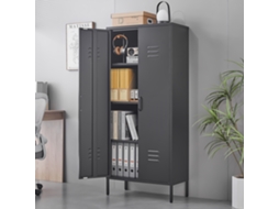 Armário Metal 2 Portas Preto, Alto, Para Escritório/casa/sala Utilidades Cs