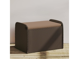 Vidaxl Banco De Arrumação Com Almofadão 80x51x52 Cm Vime Pe Castanho