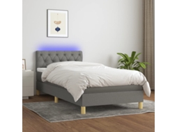 Vidaxl Cama Box Spring C/ Colchão E Led 80x200 Cm Tecido Cinza-escuro