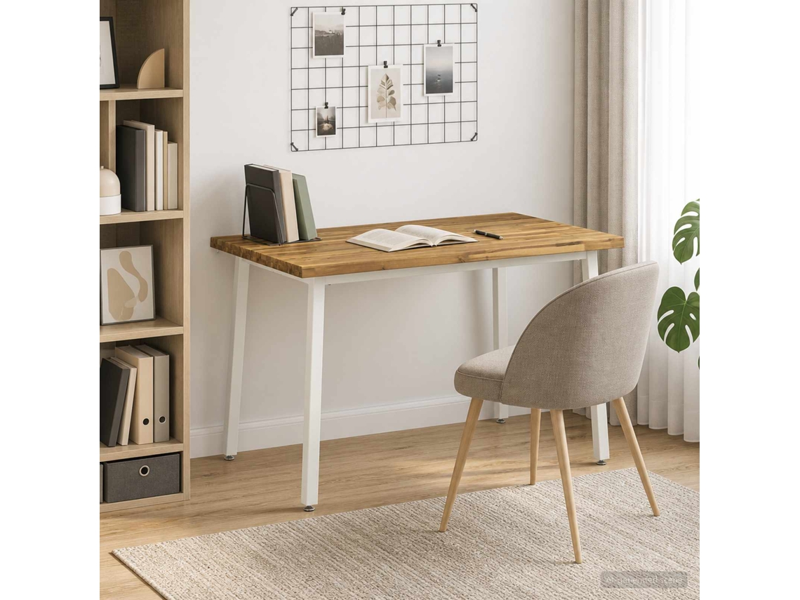 Vidaxl 110 X 55 X 75 Cm Madeira Sólida De Acácia Branco Retangular