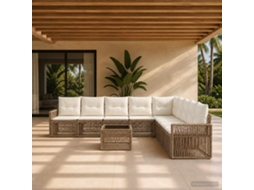 Vidaxl Conjunto De Sofá De Jardim 10 Pcs Bege E Branco Creme Vime Pe