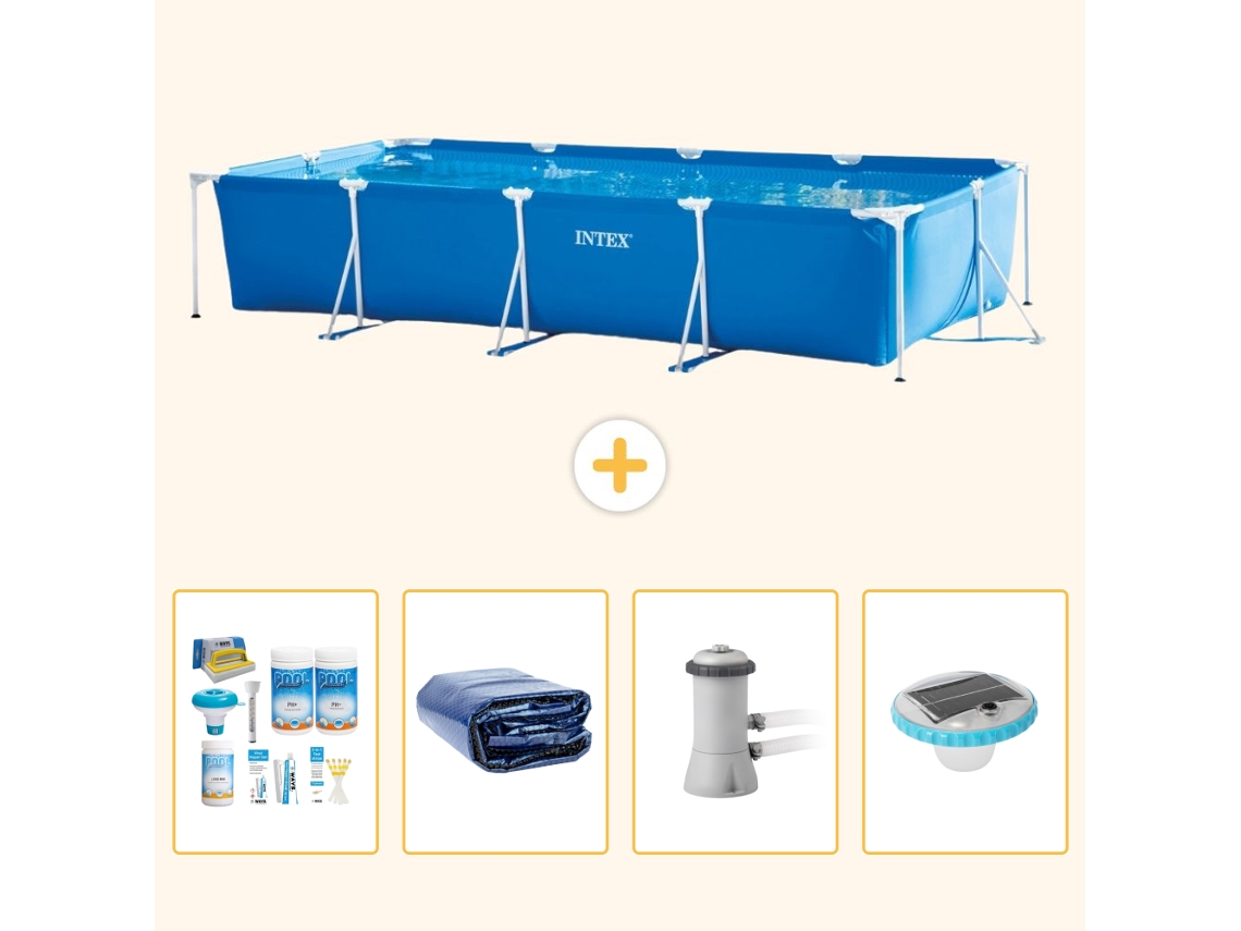 Intex Piscina Com Estrutura Retangular - 450x220x84 Cm - 5-peças S160
