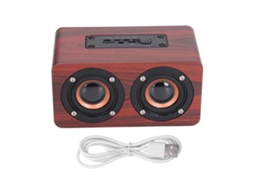 Alto-falante portátil de madeira com subwoofer Duos Bluetooth microfone bateria 1500mAh 10W S/MARCA