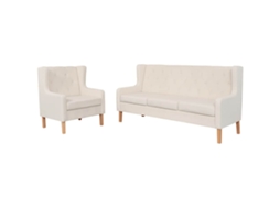 Vidaxl Conjunto De Sofás 2 Pcs Tecido Branco Nata