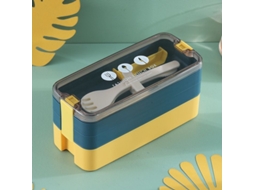 2026 bento Box Japonês de 3 Camadas com Cortadores de Sanduíche, Hermético Ecológico para Crianças e Adultos Azul