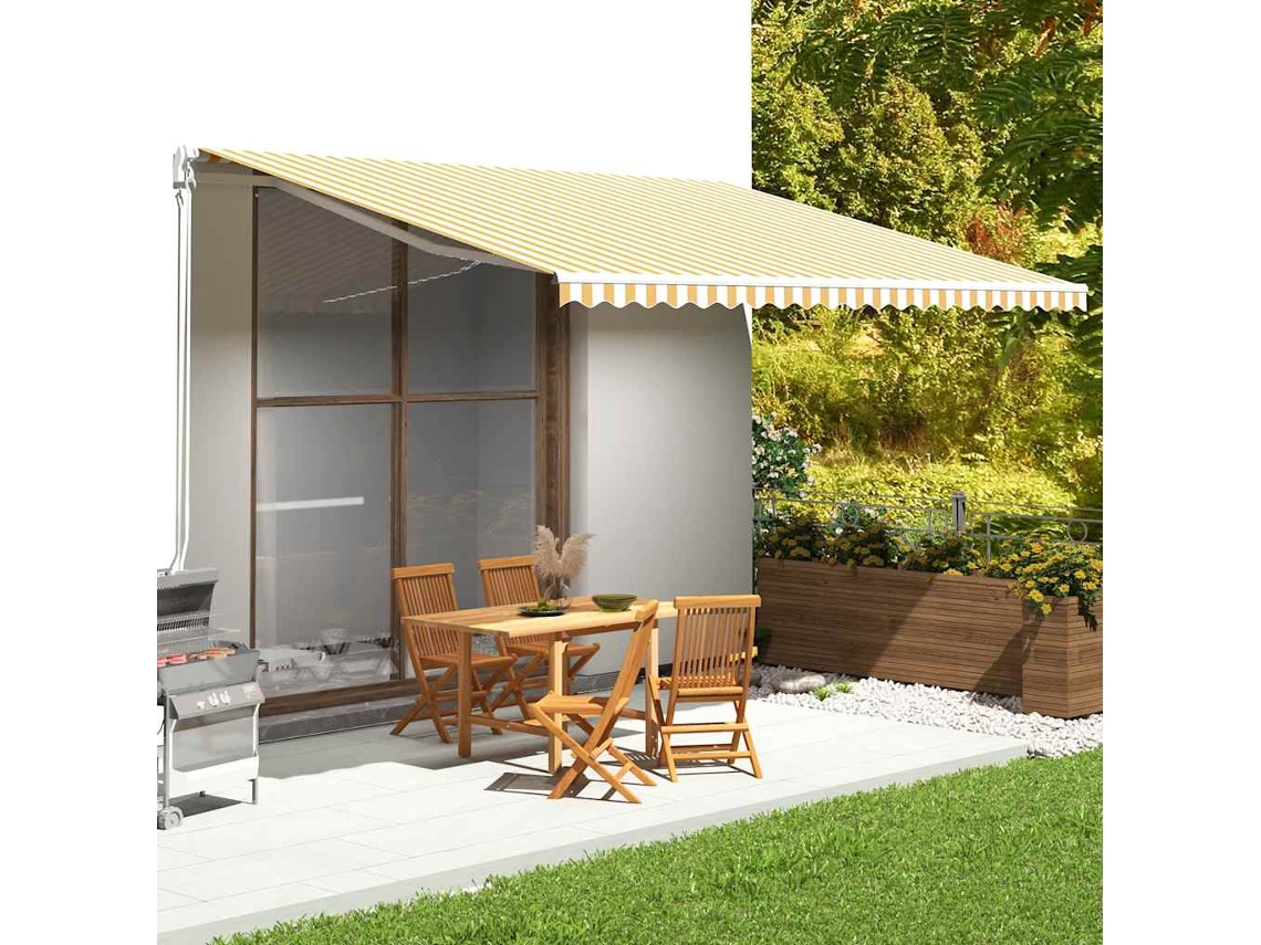 Vidaxl Tecido De Substituição Para Toldo Amarelo E Branco 480x345 Cm Poliéster