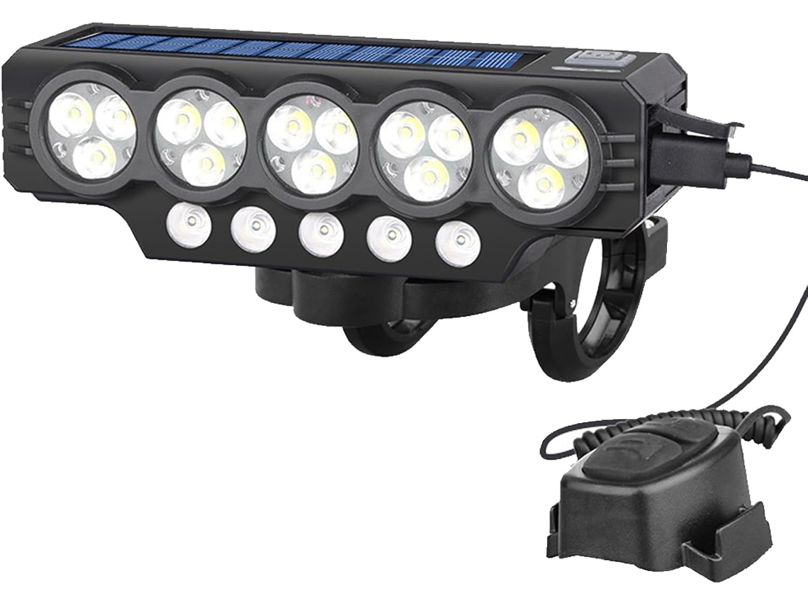 Farol De Bicicleta Recarregável Via Usb Com Buzina E Luz Segurança.
