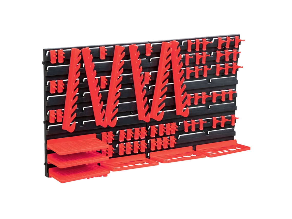 Vidaxl 71 Pcs Kit De Arrumação Com Painéis De Parede Vermelho E Preto