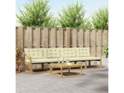 Vidaxl Conjunto De Sofás Para Exterior 5 Pcs Branco E Creme
