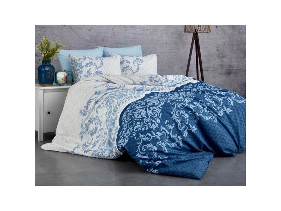 Conjunto de Cama - Capa de Edredom 220 x 240 + 2 Fronhas 60 x 60 em Algodão Reforçado - Azul