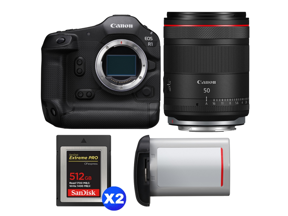 Eos R1 + Rf 50mm F/1.4 L Vcm + 2 Sandisk 512gb Extreme Pro Cfexpress Type B + Canon Lp e19 + Ebook “20 Dicas para Fotos Que Impressionam” CANON