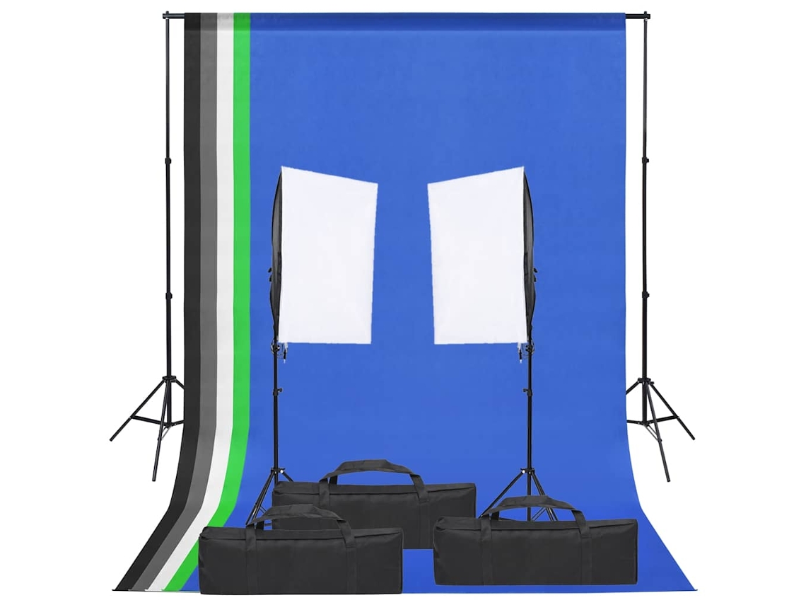 Vidaxl Kit De Estúdio Fotográfico Com Conjunto De Iluminação E Fundo