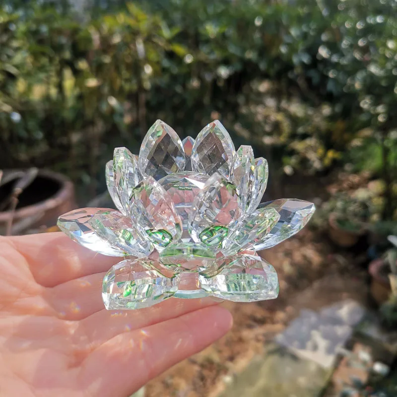 Ornamento de Lótus de Cristal, Ornamento Artesanal em Vidro MDUG (verde, 80mm)