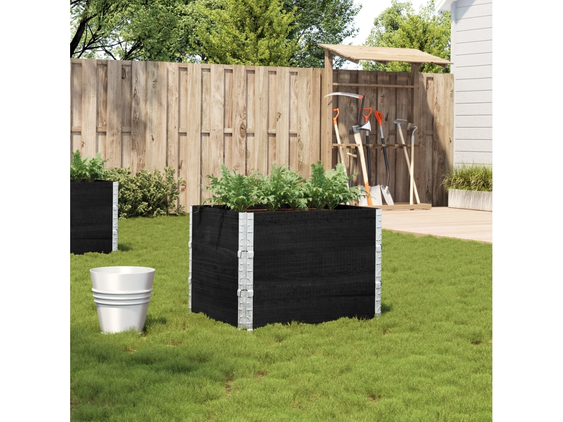 Vidaxl Vaso/floreira De Jardim 80x60 Cm Madeira De Pinho Maciça Preto