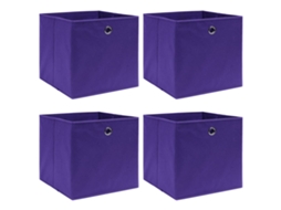 Vidaxl Caixas De Arrumação 4 Pcs 32x32x32 Cm Tecido Roxo