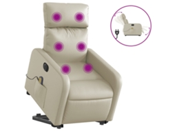 Electric Stand Up Massage Recliner Chair, Electric Stand Up Massage Recliner Chairs Vidaxl Creme Couro Artificial