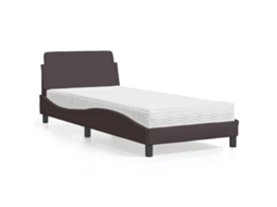 Vidaxl Cama Com Colchão Dover 80x200 Cm Tecido Castanho-escuro