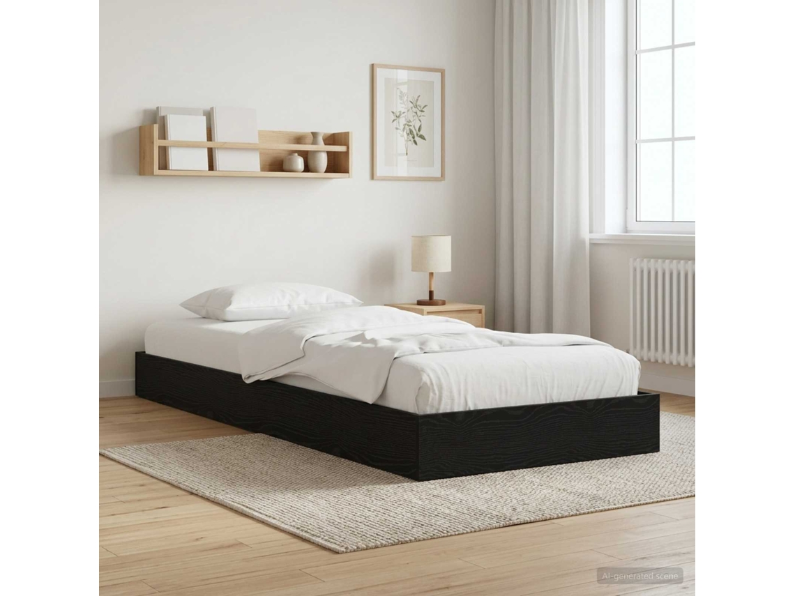 Vidaxl Estrado De Cama Carvalho Preto 80 X 200 Cm Derivados De Madeira