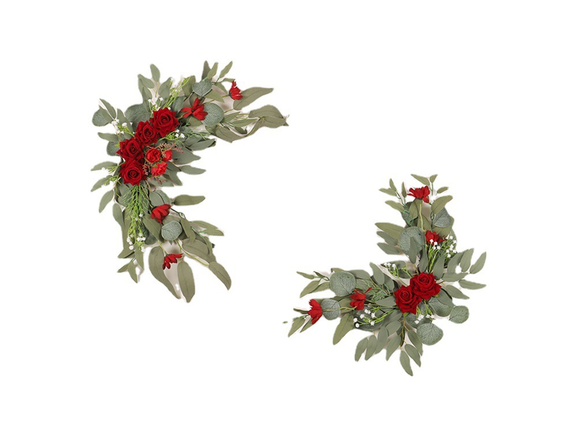 Laxiscreed Conjunto De Flores De Boas-vindas Para Casamento Vermelho 60x35cm E Tamanho Pequeno