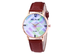Reloj Casual De Moda Unisex Zhoulianfa De Cuarzo Con Correa De Cuero Café