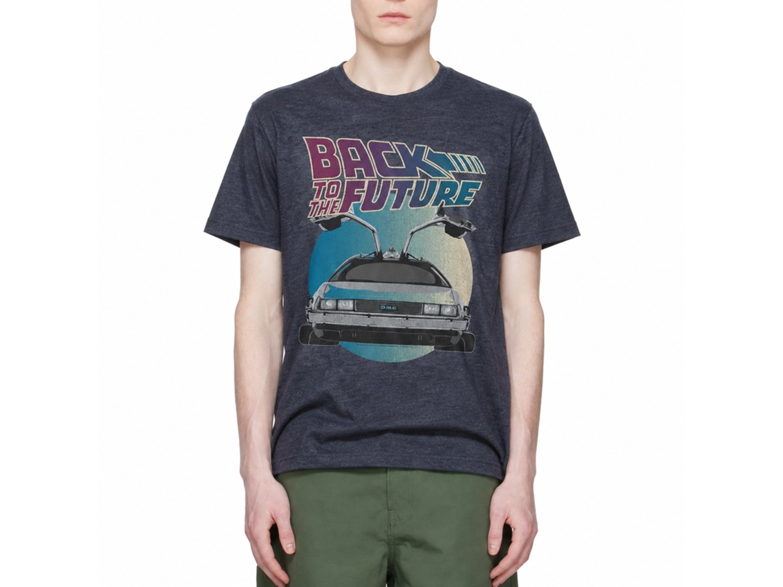 Rockinstone Back To The Future Movie Car Circle Heather Navy Adult T-shirt Size:xxxl