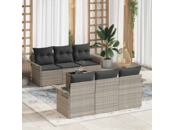Vidaxl Conjunto De Sofá De Jardim 7 Unid. Cinza Claro E Cinza Escuro