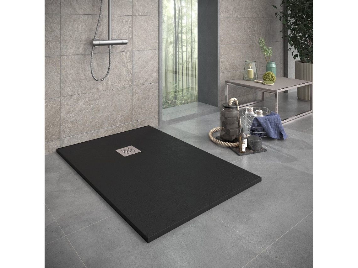 Base de Duche em Resina Slate Branco 70x80 Cm com grade RC