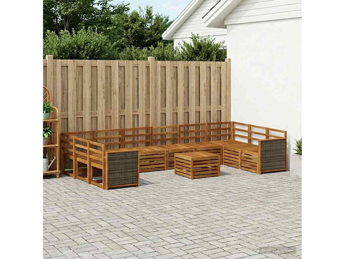 Vidaxl Conjunto De Sofás Para Exterior 8 Pcs Natural