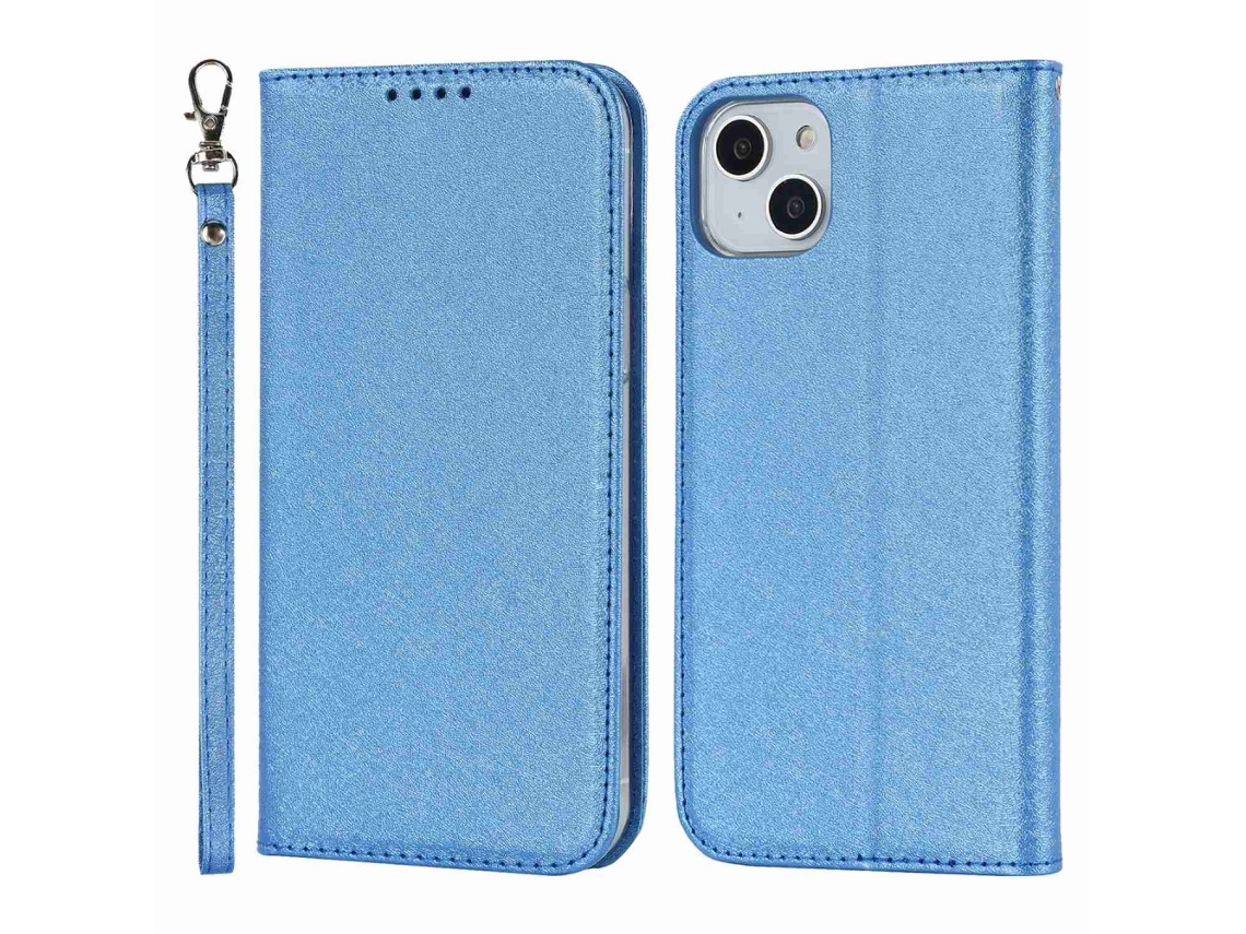 Capa Quedas Pega Para Iphone 14 Plus Pele Sintética Azul