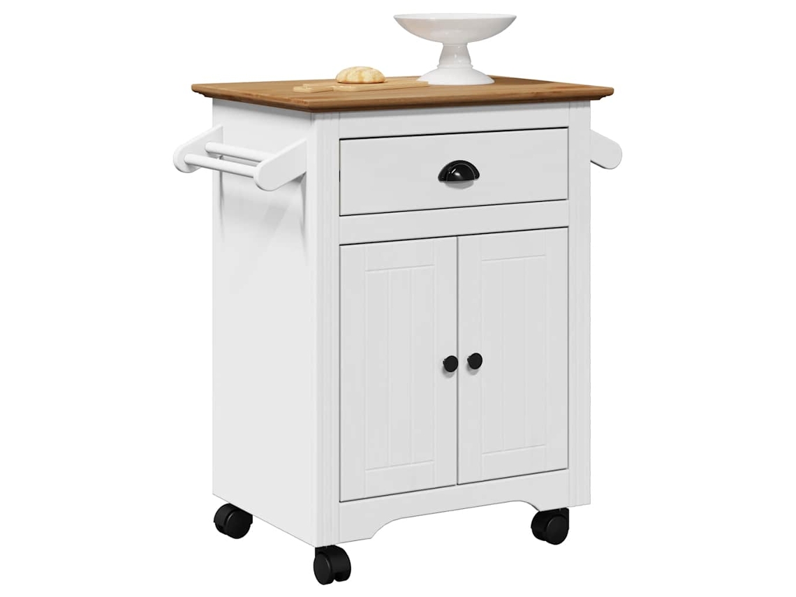Vidaxl Carrinho De Cozinha Bodo Branco E Castanho 72x45x80 Cm