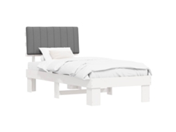 Estrutura de Cama com Cabeceira Estofada em Cinzento Claro MAISON EXCLUSIVE