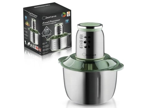 Zen Electric Chopper 5L Moedor de carne elétrico doméstico de grande capacidade, poderoso processador de alimentos com 3 modos de velocidade ZENTAVO