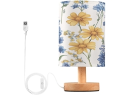 Cute Abajur De Cabeceira Floral Em Led Com Portas Usb, Luminária De Mesa, Luminária De Leitura, Luminária De Mesa Para